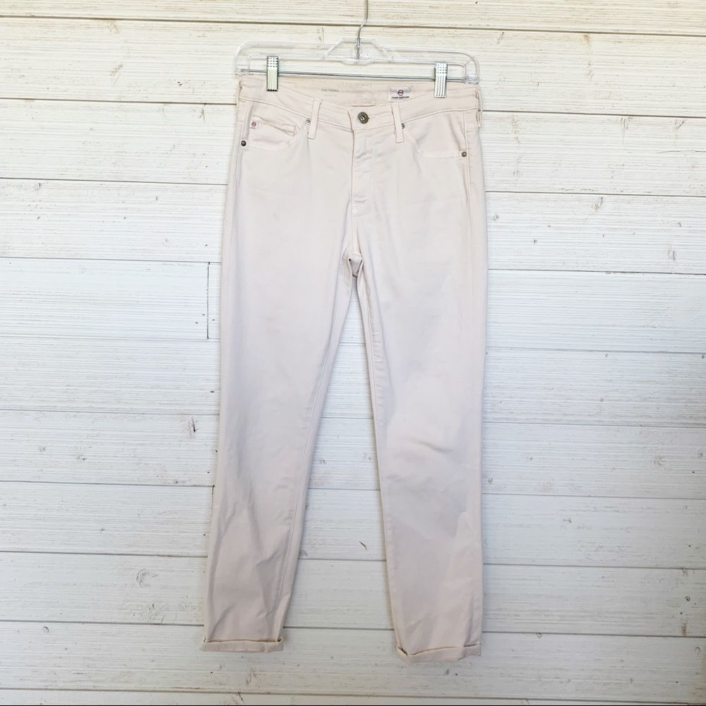 Ag Adriano Goldschmied The Prima Cigarette Leg Off White Cream Skinny Jeans